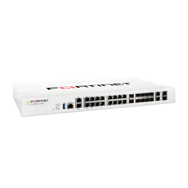 Router Fortinet con Firewall FortiGate 100F + 24×7 FortiCare and FortiGuard UTP 1Año, Alámbrico, 20Gbit/s, 22x RJ-45