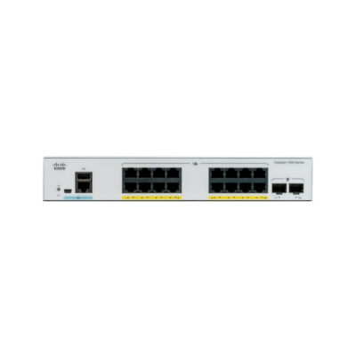 Switch Cisco Gigabit Ethernet Catalyst 1000, 16 Puertos PoE + 2 Puertos SFP, 36 Gbit/s, 15.360 Entradas – Gestionado