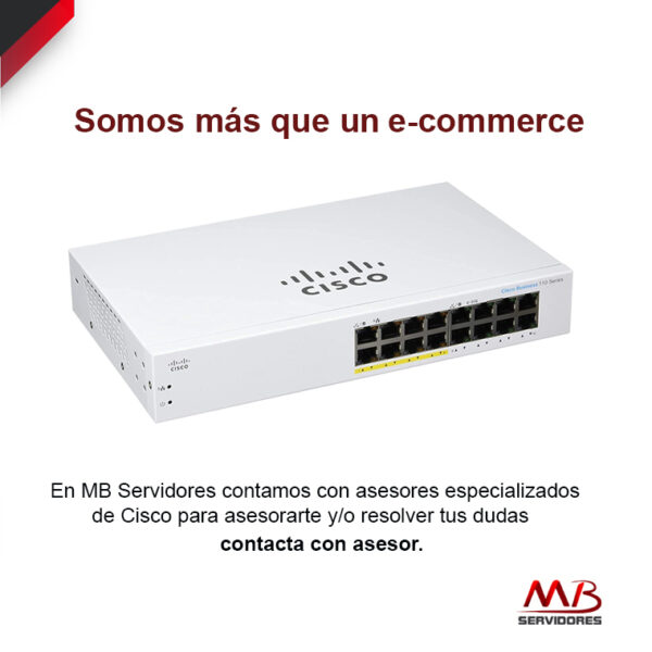 Switch Cisco Gigabit Ethernet Business 110, 16 Puertos 10/100/1000Mbps (8x PoE), 32 Gbit/s, 8000 Entradas - No Administrable