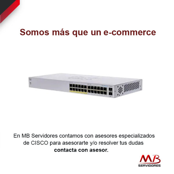 Switch Cisco Gigabit Ethernet Business 110, 24 Puertos 10/100/1000Mbps (12x PoE) + 2 Puertos , 32 Gbit/s, 8000 Entradas – No Administrable