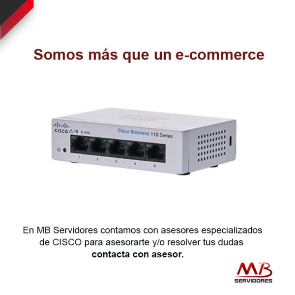 Switch Cisco Gigabit Ethernet Business 110, 5 Puertos 10/100/1000Mbps, 10 Gbit/s, 2000 Entradas - No Administrable