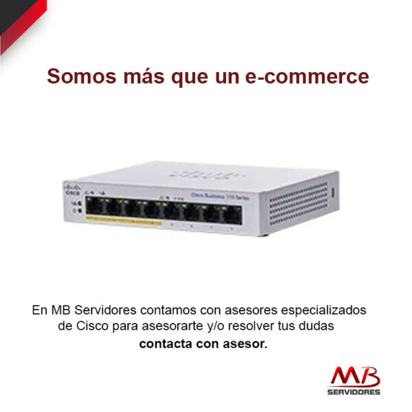 Switch Cisco Gigabit Ethernet Business 110, 8 Puertos 10/100/1000Mbps (4x PoE), 16 Gbit/s, 8000 Entradas – No Administrable