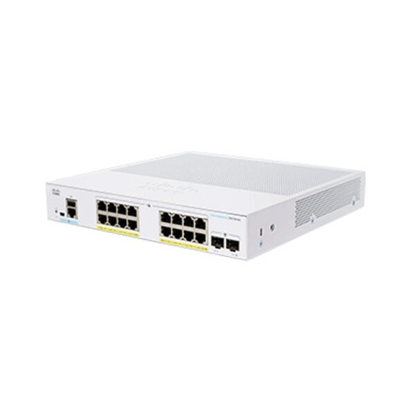 Switch Cisco Gigabit Ethernet Business 350, 16 Puertos PoE+ 10/100/1000Mbps + 2 Puertos SFP, 36Gbit/s, 16.000 Entradas – Gestionado