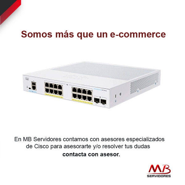 Switch Cisco Gigabit Ethernet Business 350, 16 Puertos PoE+ 10/100/1000Mbps + 2 Puertos SFP, 36Gbit/s, 16.000 Entradas – Gestionado