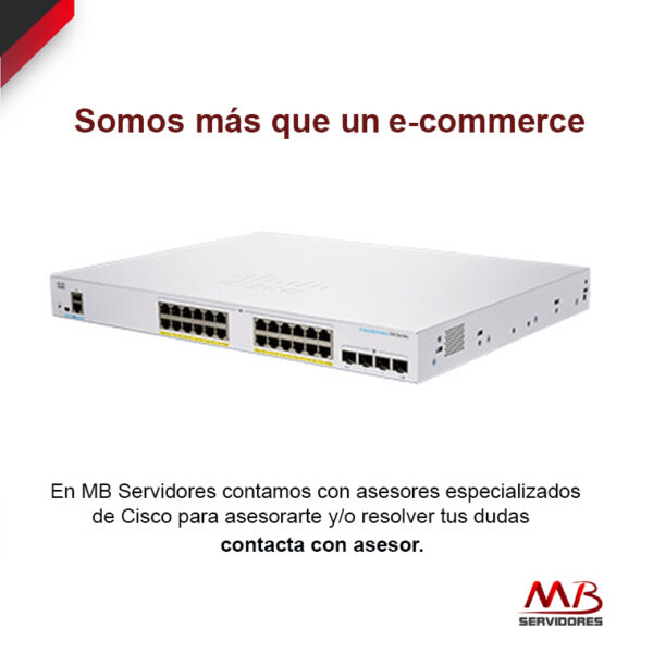 Switch Cisco Gigabit Ethernet CBS350, 24 Puertos PoE+ 10/100/1000Mbps + 4 Puertos SFP, 16000 Entradas - Gestionado