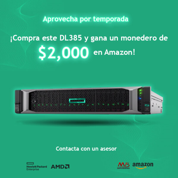 Servidor HPE ProLiant DL385, AMD EPYC 7302 3GHz, 32GB DDR4, max. 6TB, 2.5″, SATA, Rack.