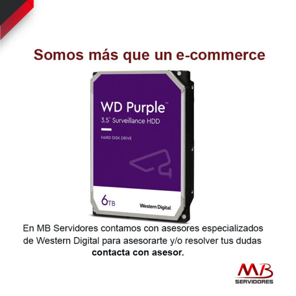 Disco Duro Interno Western Digital WD Purple 3.5", 6TB, SATA III, 6Gbit/s, 5640RPM, 256MB Caché