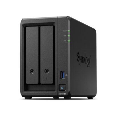 Synology Servidor NAS DiskStation DS723+ de 2 Bahías, AMD Ryzen R1600 2.60GHz, 2GB DDR4, 1x USB 3.2, Negro ― No Incluye Discos