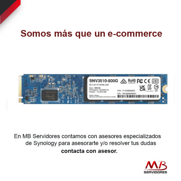 SSD para Servidor NAS Synology SNV3510, 800GB, NVMe PCI Express 3.0, M.2