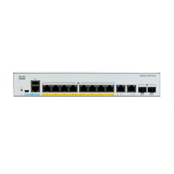 Switch Cisco Gigabit Ethernet Catalyst 1000, 8 Puertos 10/100/1000Mbps + 2 Puertos SFP, 20 Gbit/s, 15.360 Entradas - Gestionado