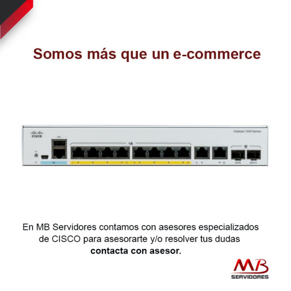 Switch Cisco Gigabit Ethernet Catalyst 1000, 8 Puertos 10/100/1000Mbps + 2 Puertos SFP, 20 Gbit/s, 15.360 Entradas - Gestionado