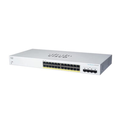 Switch Cisco Gigabit Ethernet Business 220, 24 Puertos PoE 10/100/1000 + 4 Puertos SFP, Full PoE 382W, 56 Gbit/s, 8.192 Entradas – Gestionado