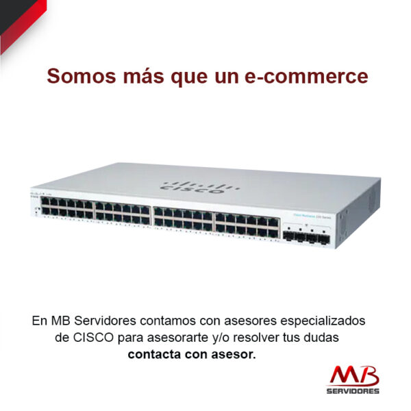 Switch Cisco Gigabit Ethernet Business CBS220, 48 Puertos 10/100/1000Mbps + 4 Puertos SFP, 104 Gbit/s, 8192 Entradas - Gestionado