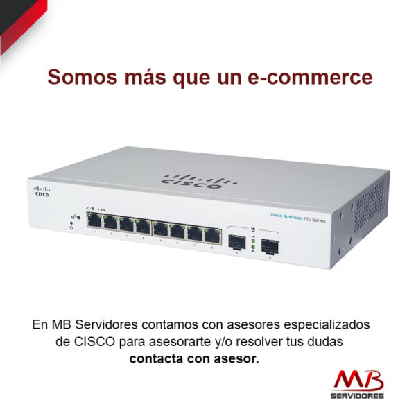 Switch Cisco Gigabit Ethernet Business 250, 8 Puertos PoE 10/100/1000Mbps + 2 Puertos SFP, 20 Gbit/s, 8000 Entradas - Gestionado