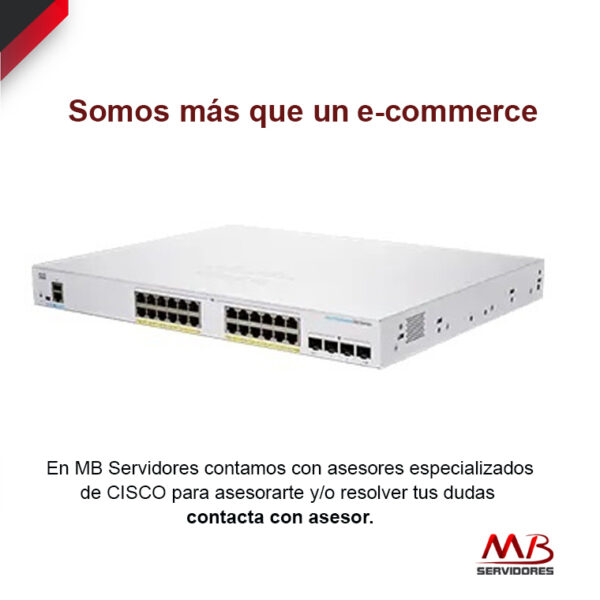 Switch Cisco Gigabit Ethernet Business 250, 24 Puertos 10/100/1000 PoE+, 4 Puertos 10G, 8000 Entradas - Gestionado