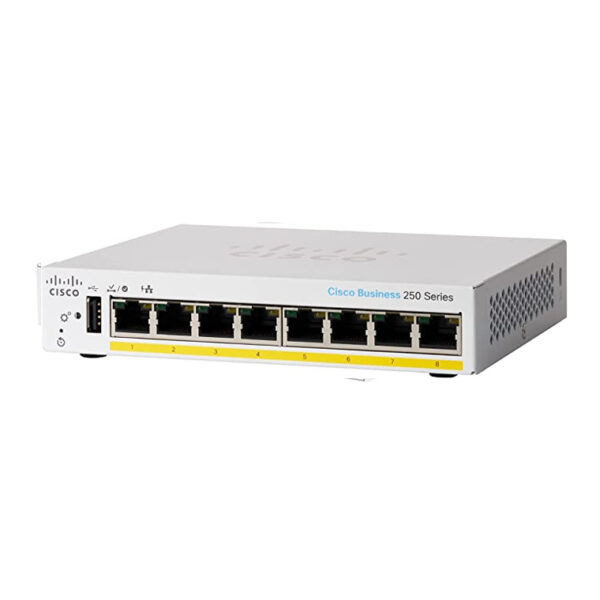 Switch Cisco Gigabit Ethernet CBS250, 8 Puertos 10/100/1000Mbit/s + 2 Puertos SFP, 16 Gbit/s, 8.000 Entradas - Gestionado