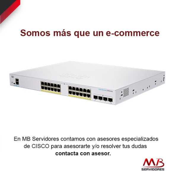 Switch Cisco Gigabit Ethernet CBS350, 24 Puertos PoE 10/100/1000Mbps + 4 Puertos SFP+, 1000 Mbit/s, 16.000 Entradas - Gestionado