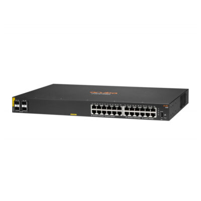Switch HPE Gigabit Ethernet Aruba 6100, 24 Puertos PoE 10/100/1000Mbps + 4 Puertos SFP+, 128 Gbit/s, 8192 Entradas – Gestionado
