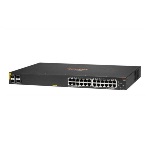 Switch HPE Gigabit Ethernet Aruba 6100, 24 Puertos PoE 10/100/1000Mbps + 4 Puertos SFP+, 128 Gbit/s, 8192 Entradas - Gestionado