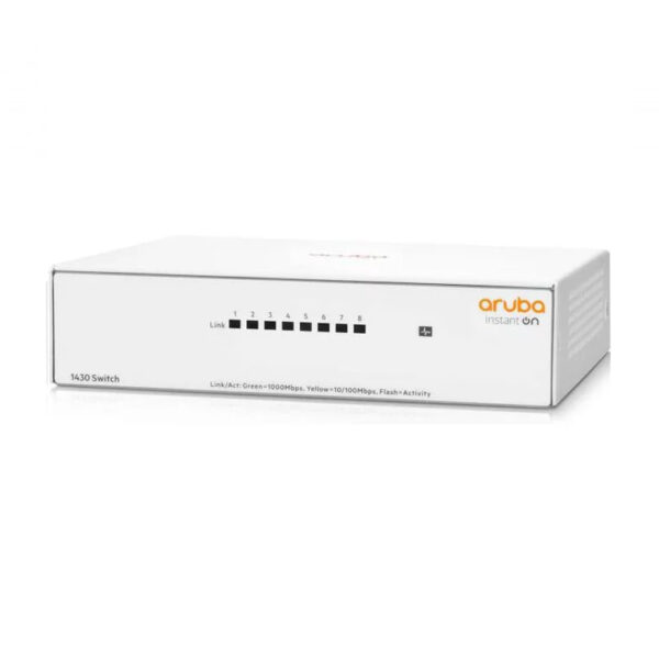 ARUBA Switch R8R45A 1430 de 8 puertos RJ45 Gigabit Ethernet.