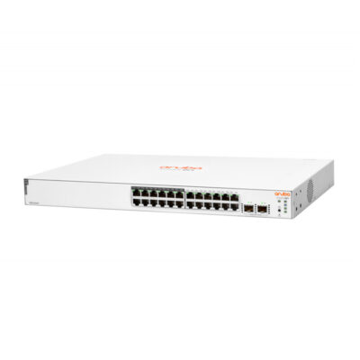 Switch Aruba Gigabit Ethernet Instant On 1830 24G, 24 Puertos Class4 PoE 10/100/1000Mbps + 2 Puertos SFP, 195W, 52 Gbit/s, 16.000 Entradas – Gestionado