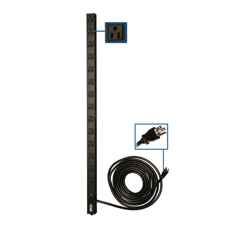 Tripp Lite PDUV15 PDU Monofásico Básico, 15A 120V, para Instalación Vertical de 0U en Rack