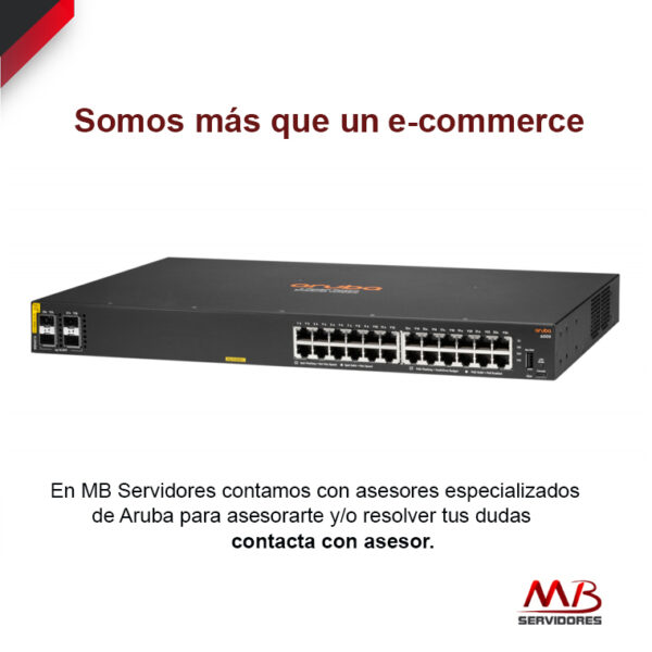 Switch Aruba Gigabit Ethernet CX 6000, 24 Puertos 10/100/1000Mbps + 4 Puertos SFP, 56 Gbit/s, 8192 Entradas - Gestionado