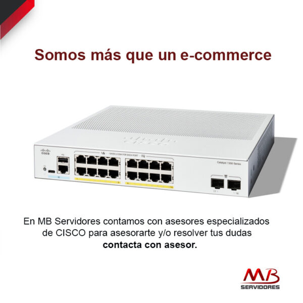 Switch Cisco Gigabit Ethernet Catalyst 1300, 16 Puertos PoE+ 10/100/1000Mbps + 2 Puertos SFP, 120W, 36 Gbit/s, 16000 Entradas - Administrable