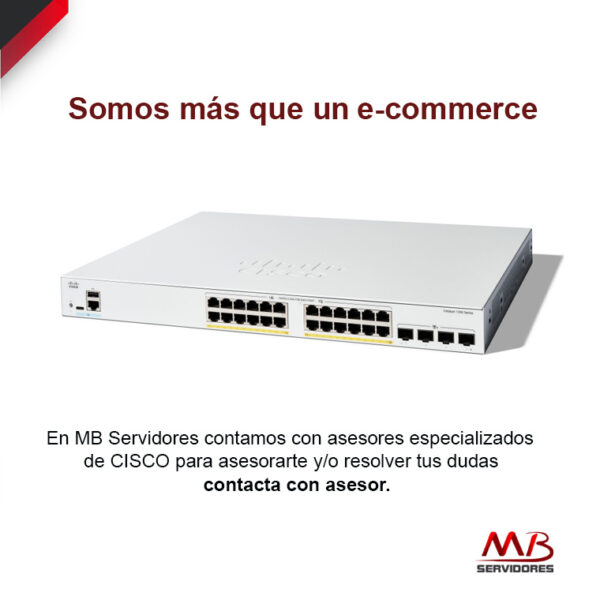 Switch Cisco Gigabit Ethernet Catalyst 1300, 24 Puertos PoE+ 10/100/1000Mbps + 4 Puertos SFP, 375W, 128 Gbit/s, 16000 Entradas - Administrable