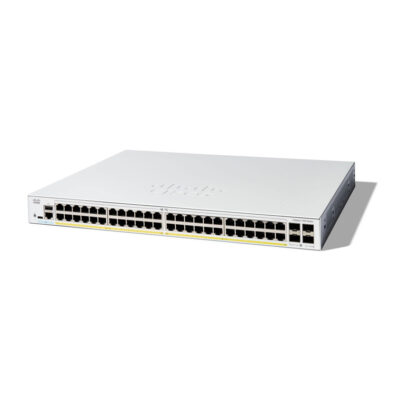 Switch Cisco Gigabit Ethernet Catalyst 1300, 48 Puertos PoE+ 10/100/1000Mbps + 4 Puertos SFP, 740W, 104 Gbit/s, 16000 Entradas – Administrable