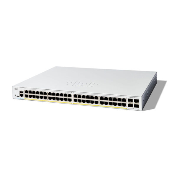 Switch Cisco Gigabit Ethernet Catalyst 1300, 48 Puertos PoE+ 10/100/1000Mbps + 4 Puertos SFP, 740W, 104 Gbit/s, 16000 Entradas - Administrable