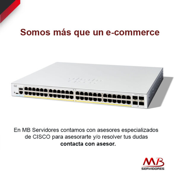 Switch Cisco Gigabit Ethernet Catalyst 1300, 48 Puertos PoE+ 10/100/1000Mbps + 4 Puertos SFP, 375W, 104 Gbit/s, 16000 Entradas - Administrable