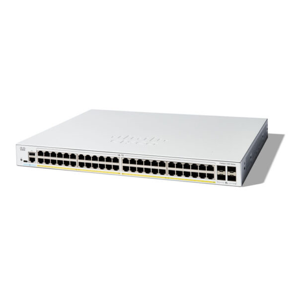 Switch Cisco Gigabit Ethernet Catalyst 1200, 48 Puertos PoE+ 10/100/1000Mbps + 4 Puertos SFP+, 375W, 176 Gbit/s, 8000 Entradas - Administrable