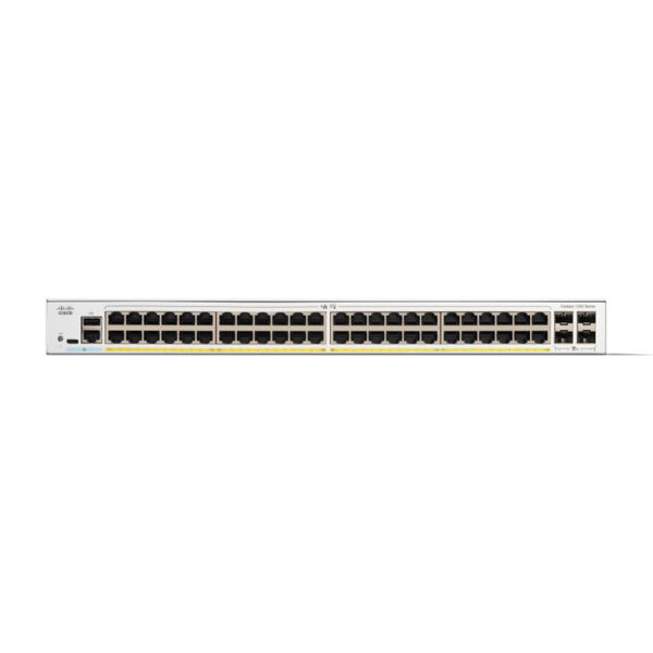 Switch Cisco Gigabit Ethernet Catalyst 1200, 48 Puertos PoE+ 10/100/1000Mbps + 4 Puertos SFP+, 375W, 176 Gbit/s, 8000 Entradas - Administrable